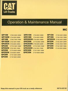 GP15N Forklift Operation & Maintenance Manual